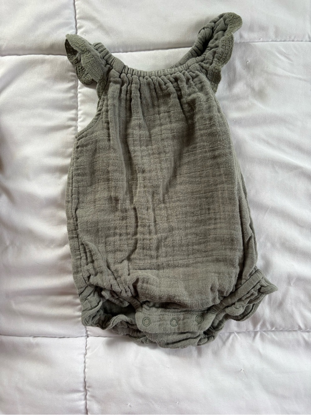 Jamie Kay Olive Green Cotton Muslin Romper